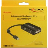 DeLOCK 0.16m DisplayPort/VGA + HDMI + DVI 0,16 m Mini DisplayPort VGA (D-Sub)+ HDMI + DVI Noir, Adaptateur Noir, 0,16 m, Mini DisplayPort, VGA (D-Sub)+ HDMI + DVI, Mâle, Femelle, 1920 x 1200 pixels