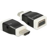 DeLOCK 65586 changeur de genre de câble HDMI-A VGA Noir, Blanc, Adaptateur Noir, HDMI-A, VGA, Noir, Blanc