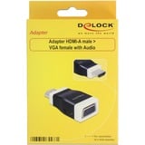 DeLOCK 65586 changeur de genre de câble HDMI-A VGA Noir, Blanc, Adaptateur Noir, HDMI-A, VGA, Noir, Blanc