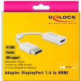 DeLOCK DisplayPort 1.4 > HDMI, Adaptateur Blanc, 0,1 mètres, 4K