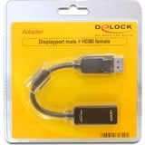 DeLOCK DisplayPort > HDMI, Adaptateur Noir, 0,125 mètres, Passif, Détail Lite