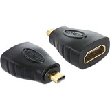 DeLOCK HDMI micro D/HDMI A HDMI mirco D Noir, Adaptateur Noir, HDMI mirco D, HDMI A, Noir