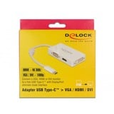 DeLOCK USB-C > VGA / HDMI / DVI, Adaptateur Blanc, 0,13 mètres