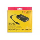 DeLOCK USB-C > VGA / HDMI / DVI / DisplayPort, Adaptateur Noir, 0,13 mètres