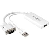 DeLOCK VGA + Audio > HDMI, Adaptateur Blanc, 0,25 mètres