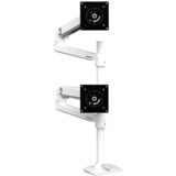 Ergotron LX Dual Stacking Arm, Support de moniteur Blanc, Pince, 9,1 kg, 101,6 cm (40"), 100 x 100 mm, Réglage de la hauteur, Blanc