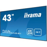 iiyama ProLite LE4340UHS-B1, Affichage public Noir, 108 cm (42.5"), LED, 3840 x 2160 pixels, 18/7