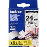 Brother Ruban pour étiqueteuse 24mm Noir sur transparent, TZe, Noir, Transfert thermique, Philippines, 5 année(s)