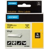 Dymo Rhino Étiquettes en vinyle industrielles | 12 mm x 5,5 m | autocollantes impression en noir sur fond jaune | pour étiqueteuses Rhino et LabelManager, Ruban 5 m | autocollantes impression en noir sur fond jaune | pour étiqueteuses Rhino et LabelManager, Noir sur jaune, Multicolore, Vinyl, -40 - 80 °C, UL 969, DYMO