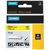 Dymo Rhino Étiquettes en vinyle industrielles | 24 mm x 5,5 m | autocollantes impression en noir sur fond jaune | pour étiqueteuses Rhino et LabelManager, Ruban 5 m | autocollantes impression en noir sur fond jaune | pour étiqueteuses Rhino et LabelManager, Noir sur jaune, Multicolore, Vinyl, -40 - 80 °C, UL 969, DYMO