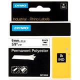 Dymo Rhino étiquettes industrielles autocollantes en polyester | 9 mm x 3,5 m | impression en noir sur fond blanc, Ruban 5 m | impression en noir sur fond blanc, Noir sur blanc, Multicolore, Polyester, -40 - 150 °C, UL 969, DYMO