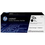 HP 12A Pack de 2 Toners Noir Authentiques Noir, Q2612AD, Vente au détail