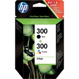 HP 300 Lot de 2 Cartouches d'Encre Noir et Trois Couleurs (Cartouche Cyan, Magenta, Jaune) Authentiques CN637EE