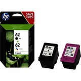 HP 62 pack de 2 cartouches authentiques d'encre noire / trois couleurs Rendement standard, Encre à pigments, Encre à colorant, 200 pages, 2 pièce(s), Multi pack