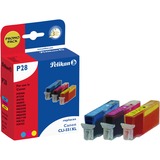 Pelikan P28 CMY cartouche d'encre 3 pièce(s) Cyan, Magenta, Jaune Encre à pigments, Cyan, Magenta, Jaune, Multi pack, Canon PIXMA iP7250, iP8750, iX6850, MG5450, MG5550, MG5650, MG6350, MG6450, MG6650, MG7150,..., 3 pièce(s), 12 ml