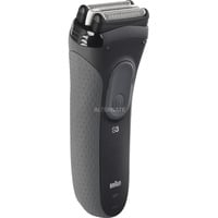 Braun Serie 3 3000S Rasoir à grille Gris Noir/gris, Rasoir à grille, Gris, Chargement, AC/Batterie, Batterie intégré, 30 min