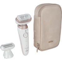 Braun Silk-épil 9 Flex 9-030 3D 40 pince(s) Rose, Blanc, Appareil à épiler Blanc/Or rose, Rose, Blanc, 40 pince(s), MicroGrip, Aisselles, Bikini, 0,5 mm, Batterie