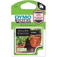 Dymo D1 - Durable Étiquettes - Branco sobre preto - 12mm x 3m, Ruban Blanc sur noir, Noir, Vinyl, Belgique, -40 - 80 °C, DYMO