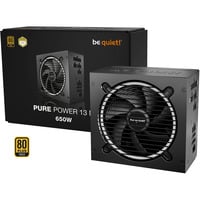 be quiet! Pure Power 13 M alimentation modulaire 650 watt Noir, 1x 12V-2x6, 2x PCIe, semi-passive, 80 Plus Gold, 650 W, 100 - 240 V, 720 W, 50/60 Hz, 10 A, 5 A