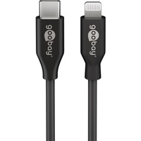 goobay 39447 câble Lightning 2 m Noir Noir, 2 m, Lightning, USB C, Mâle, Mâle, Noir
