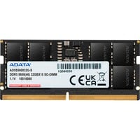ADATA AD5S560032G-S module de mémoire 32 Go 1 x 32 Go DDR5 262-pin SO-DIMM ECC, Mémoire vive Noir, 32 Go, 1 x 32 Go, DDR5, 5600 MHz, 262-pin SO-DIMM