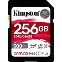 Kingston 256GB Canvas React Plus SDXC UHS-II 300R/260W U3 V90 for Full HD/4K/8K, Carte mémoire Noir, 256 Go, SD, Classe 10, UHS-II, 300 Mo/s, 260 Mo/s