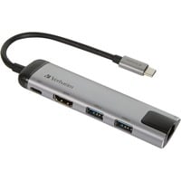 Verbatim 49141 station d'accueil USB 3.2 Gen 1 (3.1 Gen 1) Type-C Noir, Argent, Hub USB Argent/Noir, USB 3.2 Gen 1 (3.1 Gen 1) Type-C, Noir, Argent, USB 3.2 Gen 1 (3.1 Gen 1) Type-C, Métal, 3 A, 5 - 40 °C