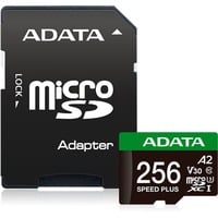ADATA Speed Plus 256 Go MicroSDXC Classe 10, Carte mémoire 256 Go, MicroSDXC, Classe 10, 180 Mo/s, 160 Mo/s, Class 3 (U3)