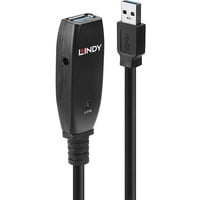 Lindy Rallonge active USB 3.0, Slim, 15m, Câble d'extension Noir, Slim, 15m, 15 m, USB A, USB A, USB 3.2 Gen 1 (3.1 Gen 1), 5 Gbit/s, Noir