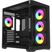 Krux Tano boîtier midi tower Noir | 2x USB-A | 1x USB-C | RGB | Verre Trempé