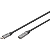 Digitus Câble de rallonge USB 3.2 Gen 1, connecteur USB-C > prise USB-C, Câble d'extension Noir/Argent