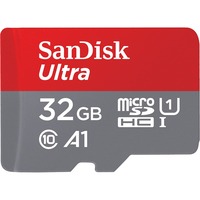 SanDisk Ultra microSD 32 Go MiniSDHC UHS-I Classe 10, Carte mémoire 32 Go, MiniSDHC, Classe 10, UHS-I, 120 Mo/s, Gris, Rouge