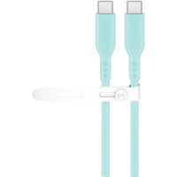 goobay Câble en silicone USB 2.0 turquoise, connecteur USB-C > connecteur USB-C Turquoise