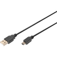 Digitus Câble de connexion USB 2.0 USB-A (connecteur) > Mini-USB (connecteur) Noir