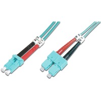 Digitus Câble de raccordement fibre optique, duplex, connecteur LC > SC, multimode OM3 Turquoise