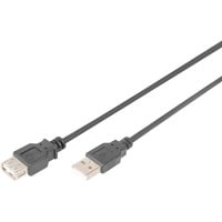 Digitus Câble de rallonge USB 2.0, connecteur USB-A > prise USB-A, Câble d'extension Noir