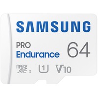SAMSUNG PRO Endurance 64 Go microSDXC (2022), Carte mémoire Blanc, UHS-I U1, Classe 10, V10, Adaptateur SD inclus