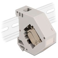 DeLOCK Adaptateur sur rail DIN avec module Keystone RJ-45 > Cat.6a LSA, Module de Keystone Gris