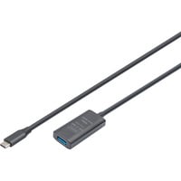 Digitus Câble de rallonge actif USB 3.2 Gen 1, connecteur USB-C > prise USB-A, Câble d'extension Noir