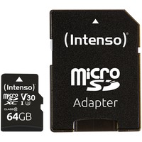 Intenso 3433490 mémoire flash 64 Go MicroSDXC UHS-I Classe 10, Carte mémoire 64 Go, MicroSDXC, Classe 10, UHS-I, 100 Mo/s, 45 Mo/s