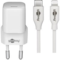 goobay Set de charge Apple Lightning / USB-C PD 30 Watts, Chargeur Blanc