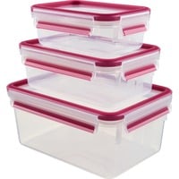 Emsa 515584 boîte hermétique alimentaire Rectangulaire Vert, Transparent 3 pièce(s) Transparent/Framboise, Boîte, Rectangulaire, Vert, Transparent, Élastomère thermoplastique (TPE), Allemagne, 3 pièce(s)