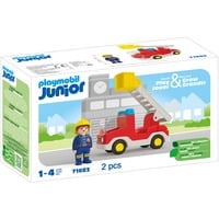 PLAYMOBIL Junior : Véhicule échelle de pompiers, Jouets de construction 