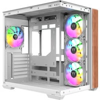 Thermaltake View 380 WS ARGB boîtier midi tower Blanc/bois | 2x USB-A | 1x USB-C | RGB | Verre Trempé
