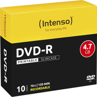 Intenso DVD-R 4,7 Go, Support vierge DVD 16x, 10 pièces, imprimable