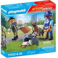 PLAYMOBIL Action Heroes Recherche de traces avec chien, Jouets de construction 