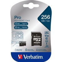 Verbatim Pro U3 256GB microSDXC, Carte mémoire Noir