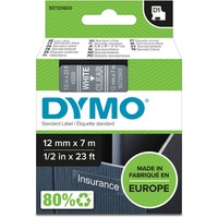 Dymo D1 étiquettes autocollantes authentiques | rouleau de 12 mm x 7 m | impression en noir sur fond transparent | pour étiqueteuses LabelManager, Ruban Blanc sur transparent, Polyester, Belgique, -18 - 90 °C, DYMO, LabelManager, LabelWriter 450 DUO