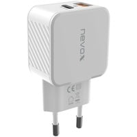 Nevox HC-2009 Blanc Intérieure chargeur Blanc, 1x USB-C, 1x USB-A, Intérieure, Secteur, Blanc