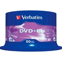 Verbatim DVD+R 4,7 Go, Support vierge DVD DVD+R, 120 mm, Fuseau, 50 pièce(s), 4,7 Go